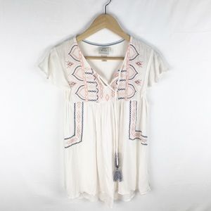 Knox Rose Short Sleeve Embroidered Blouse size M